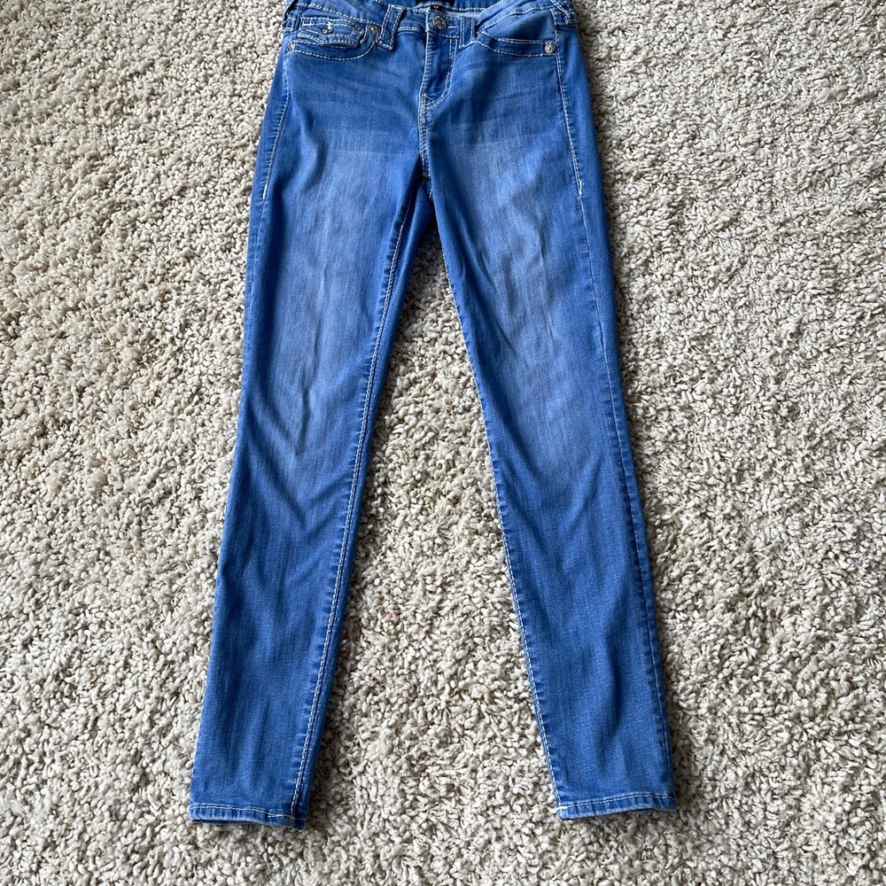 True Religion Blue Skinny Jeans with Classic Stitching
